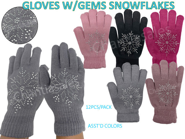 Ladies winter gem snowflake gloves