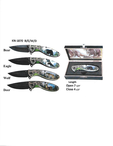 Animal theme folding knife with display case - KN 1870